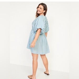 Scandi girl Coquette Coastal Waist-Defined Puff-Sleeve mini Dress M *2 for 20*